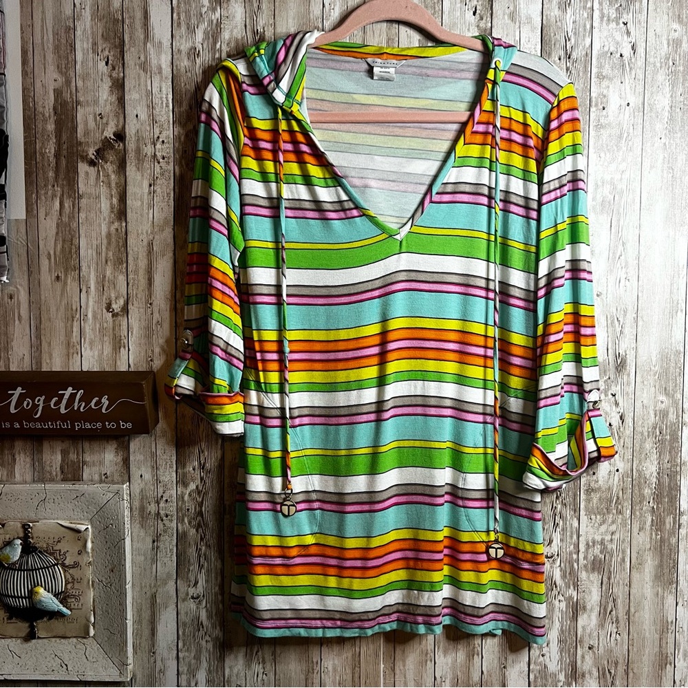 Trina Turk Colorful‎ Striped Hoodie Small